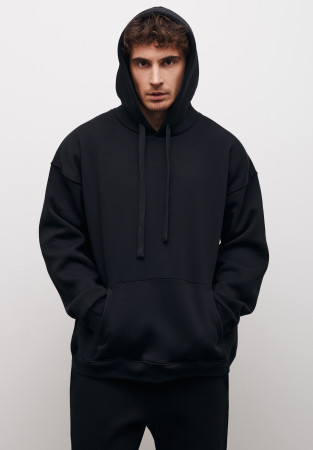 Худі тринитка утеплена чоловічий чорний 